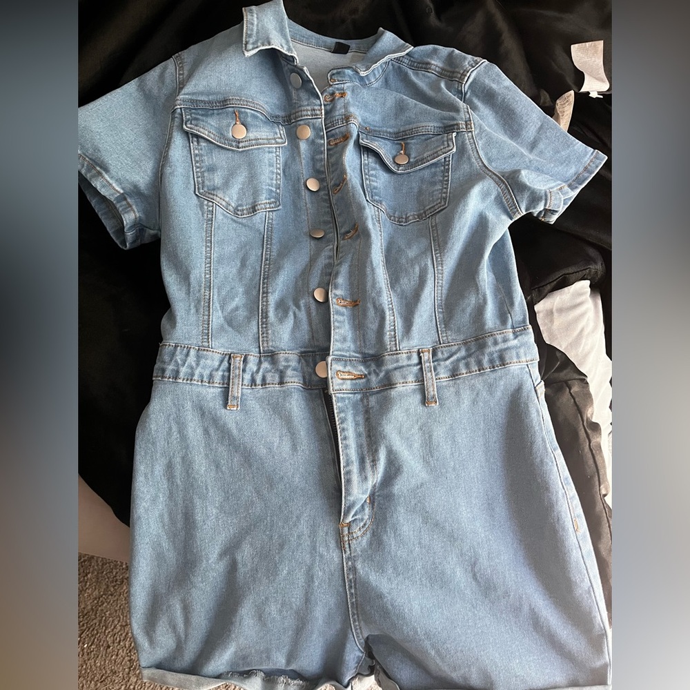 Denim Short Sleeve Romper